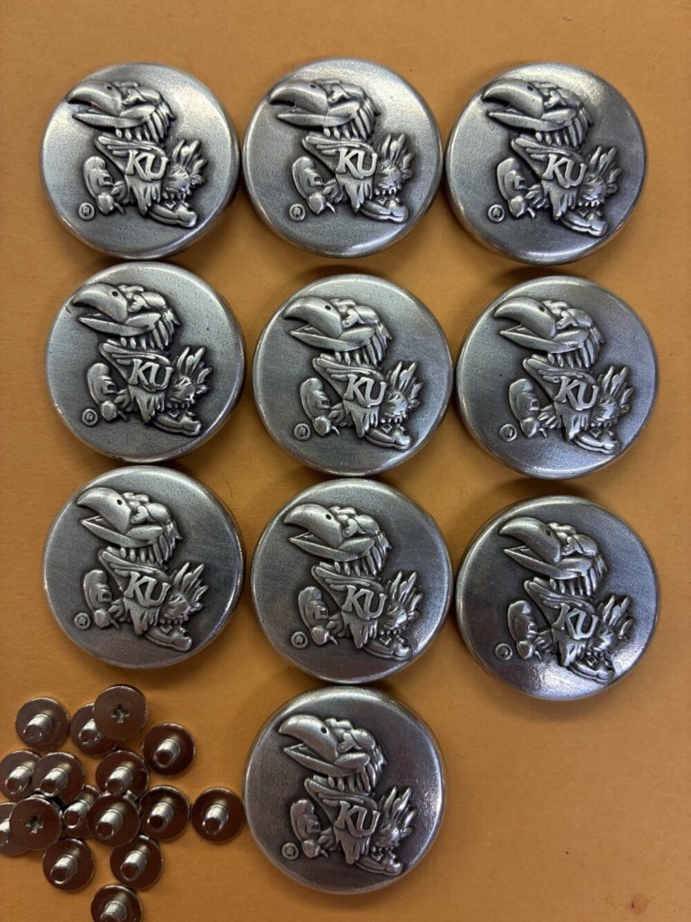University of Kansas Jayhawks Round Conchos Lot 10 Screws 1 Inch New